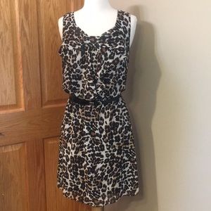 Leopard print ruffle bow front dress